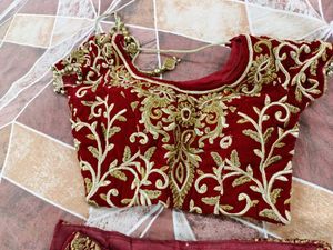 Red Bridal Lehenga With Beautiful Golden Work