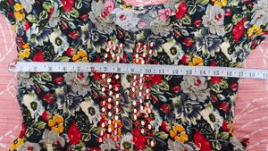 Boho Floral Mirror Work Tunic Top Dress