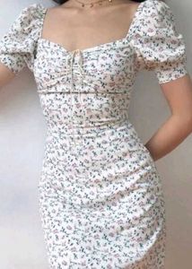 Korean Floral Print Mini Dress