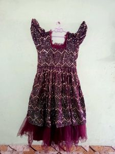 NEW PARTY WEAR WINE COLOUR SEQUENCE GOWN