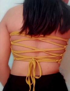 Yellow Strapless Crop Tube Top