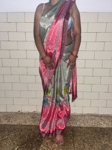 OMG crepe Elegant Pink Saree with blouse