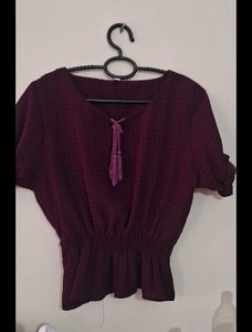 Chic Maroon Tassel Top