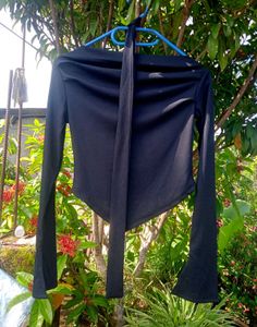 Black Off-Shoulder Tie Top