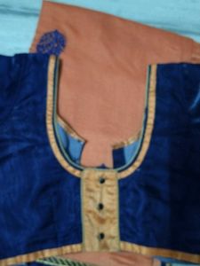 Orange With Blouse Border Saree