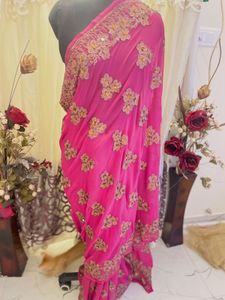 Elegant Pink Floral Saree