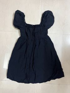 Black Puff Sleeve Mini Dress