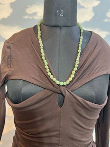 Brown Cutout Long Sleeve Top