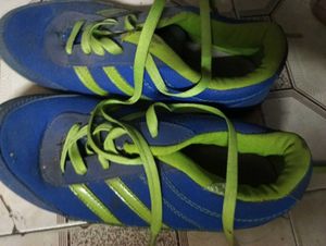 Blue and Green Running Shoes
