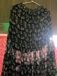 Semi Sheer Black Long Ethnic Skirt For Ladies