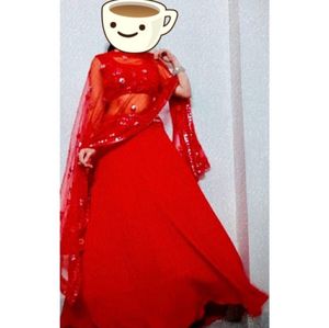 Red Embroidered Lehenga Choli And Dupatta