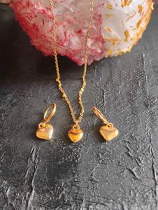 Gold Heart Jewelry Set