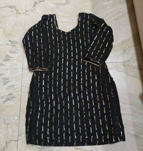 Black & Gold Embellished Kurta n sharara