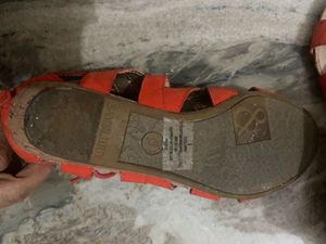 US Size 6 Orange Color Sandals &amp; Black Wedges