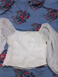White Sheer Sleeve Top