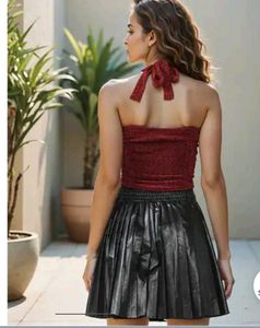Burgundy Halter Crop Top