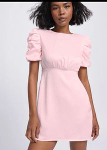 Pink Puff Sleeve Dress