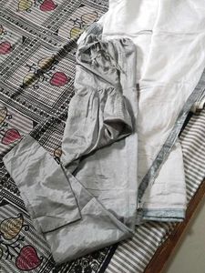 White And Grey 3 Piece Kurti Set