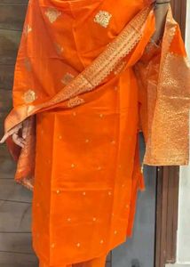 Orange Embroidered Kurta Set.   cash only