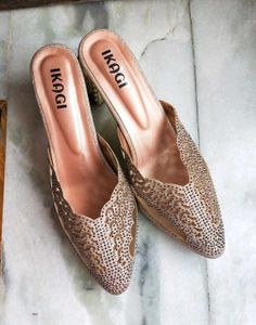 Gold Embellished Mules