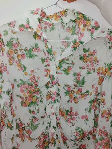 Floral Print Sheer Blouse