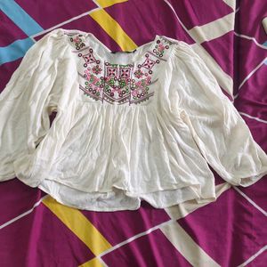 Embroidered Peasant Top