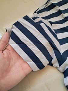 Mens Blue &amp; White Line Cotton Tshirt
