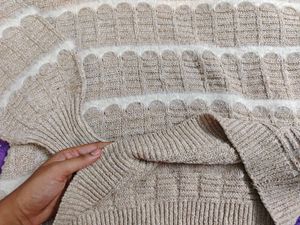 Beige Striped Knit Sweater