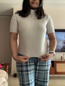 Gray Mock Neck Knit Top ZARA