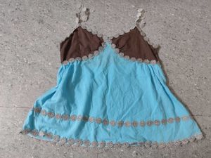 Brown And Blue Fairycore Top