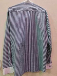 Striped Mandarin Collar Shirt