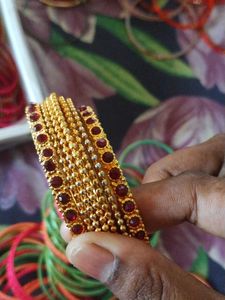Metal Bangles And Silk Thread Bangle