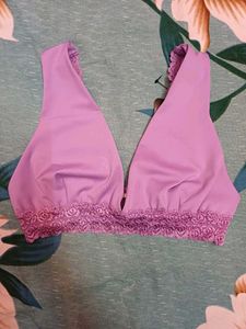 Shein Non Wired Floral Lace Detail Slip On Bralett