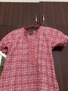 Red &amp; White Printed Dress