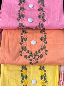 Light Coloured Cotton Suite With Dupatta