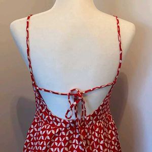 LOFT Red White Printed Dress (Size 2)