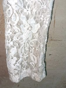 Stylish See-through Lace Crop Shrug White