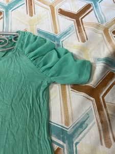Sea Green Tshirt Wid Stylish Sleeves