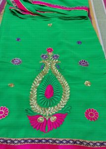 Green Embroidered Saree