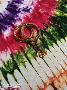 Fancy Golden Jhumka Bangles Set