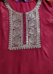 Libas women maroon straight kurti 🌻