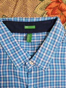 Blue Checkered Button-Down Shirt