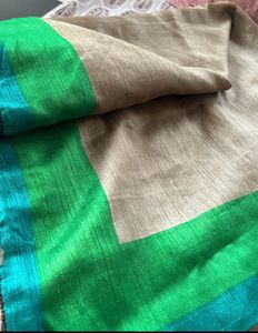 Beautiful Sari in Beige Color,Multicoloured Border
