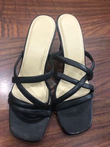 New Black Strappy Heeled Mules EU38