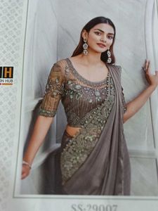 Elegant Grey Embellished Saree