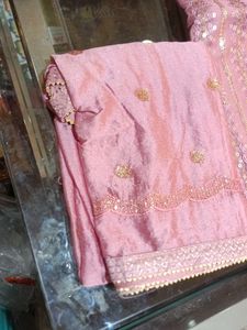 Elegant Pink Embroidered Dresss Material