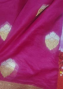 Pink &amp; Gold Banarasi Silk Fabric