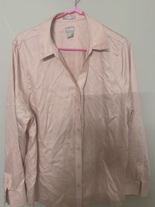 baby pink Satin shirt.