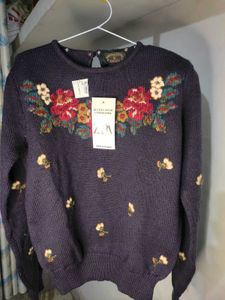 Korean Sweater With Cute Flowers