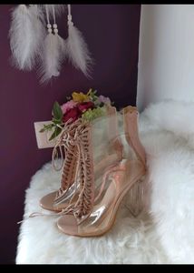 HOT and SEXY CLEAR NUDE 😉 LACE BOOTS 🤍